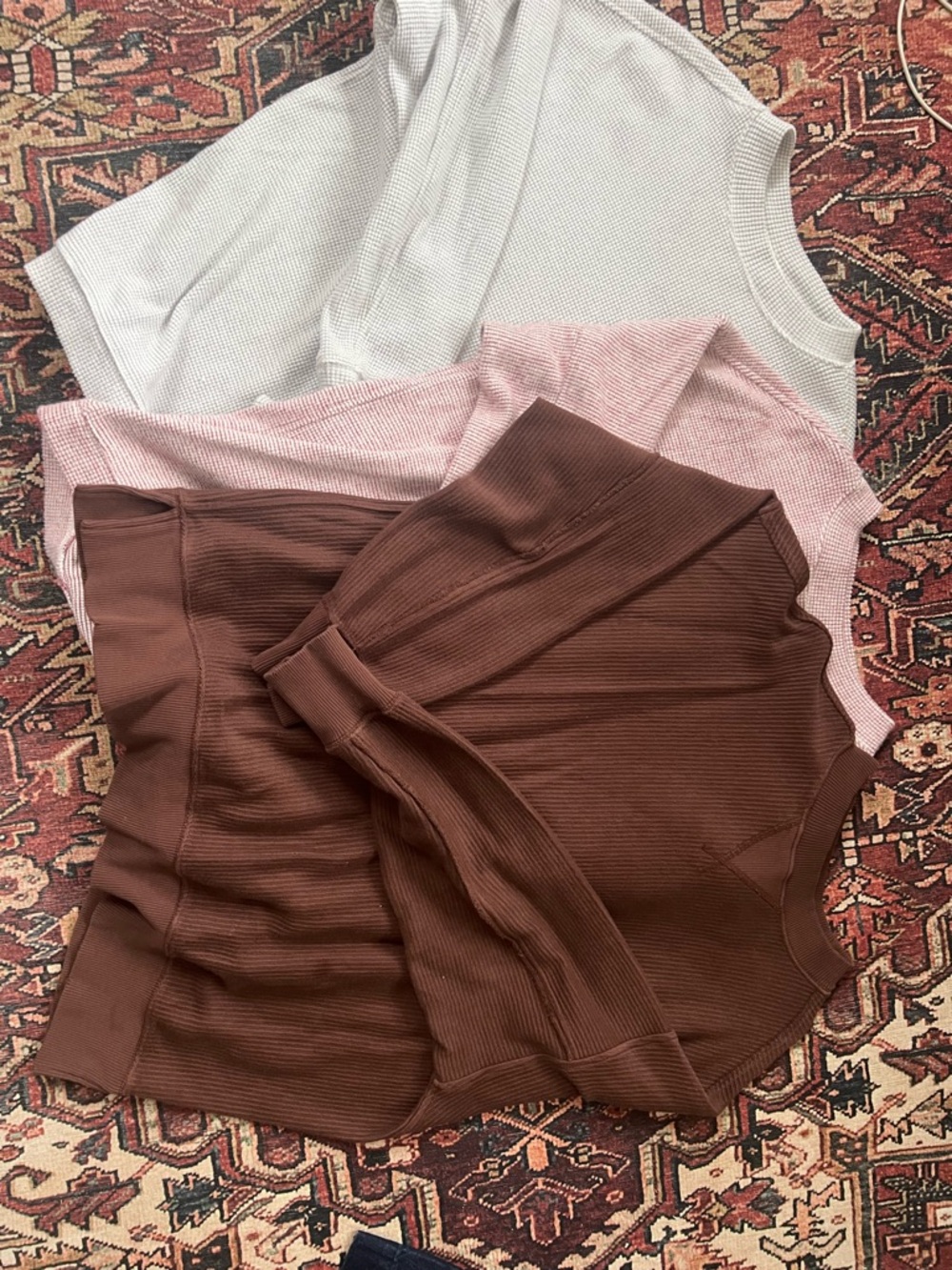 aerie Ribbed Sweatshirts in Brown, Pink & White